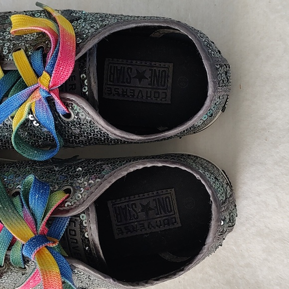 Converse One Star sequin sparkly low top tennis shoe skater shoe - Picture 3 of 6